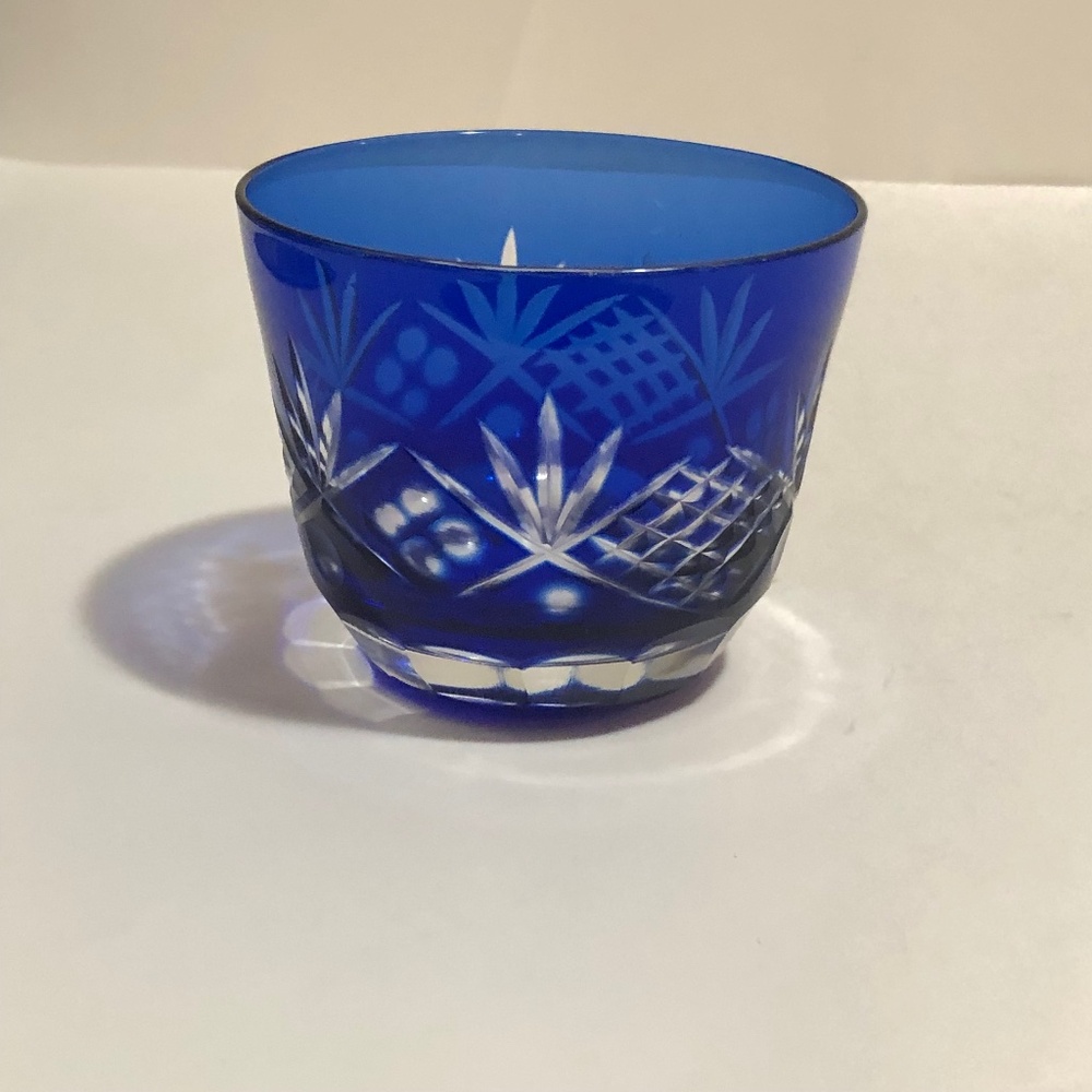 Edo Kirko Cobalt Blue Cut to Clear Crystal Drinkware